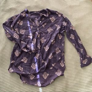 Madewell Navy Floral High-Low Shirt